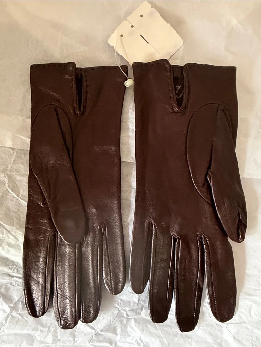 VTG Bonwit Teller - Dark Brown Leather Gloves Women’s Hand Size 7 NWT